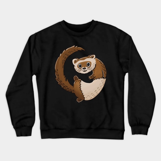 Cute Chocolate Ferret Illustration Crewneck Sweatshirt by SubtleSplit